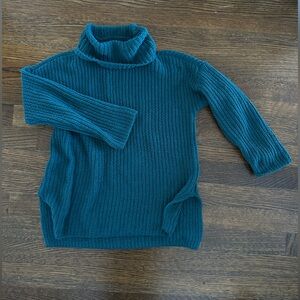 Abercrombie & Fitch Deep Teal Turtleneck Sweater Split Hem